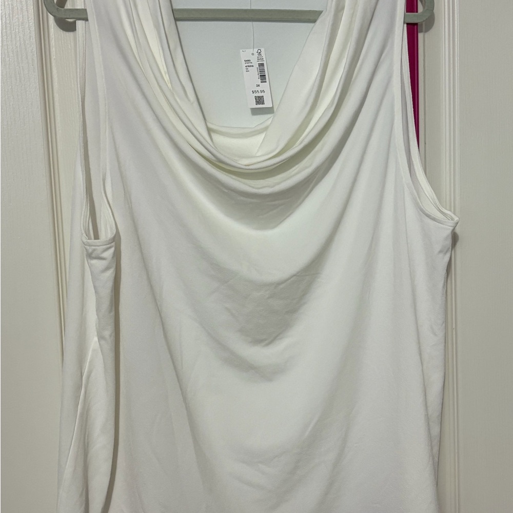Chic White Drape Scoop Neck Blouse